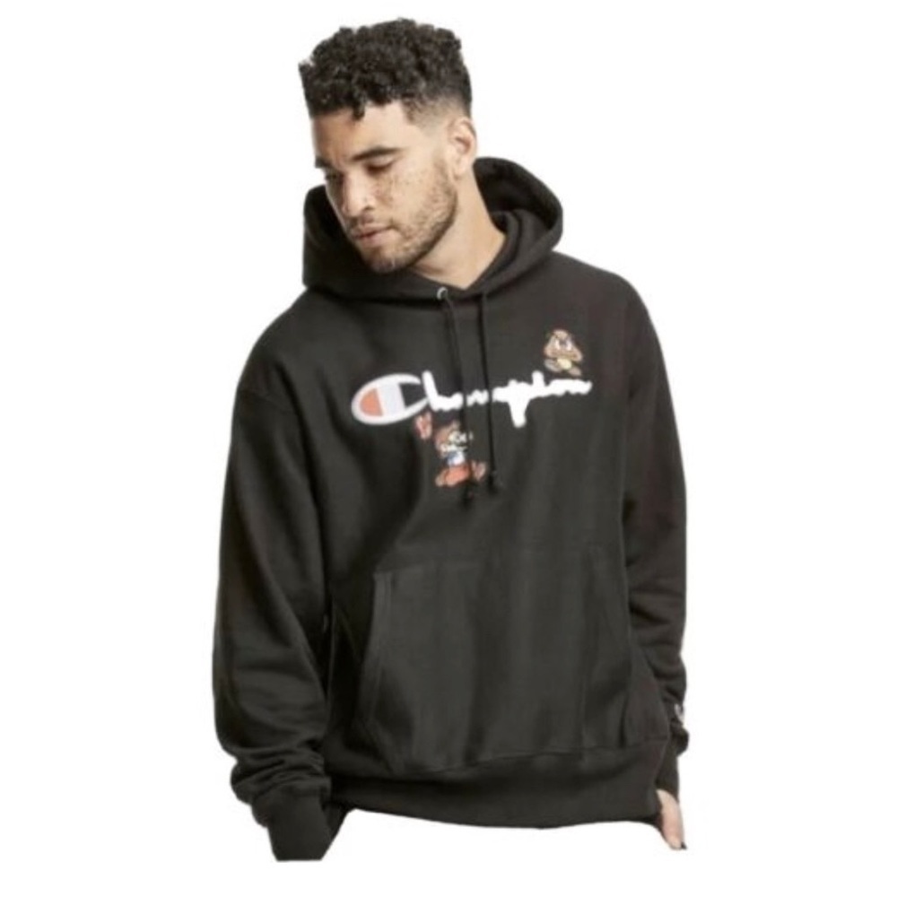 Champion x Super Mario Bros Black Reverse Weave Hoodie